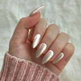 Long gold almond chrome classic nails