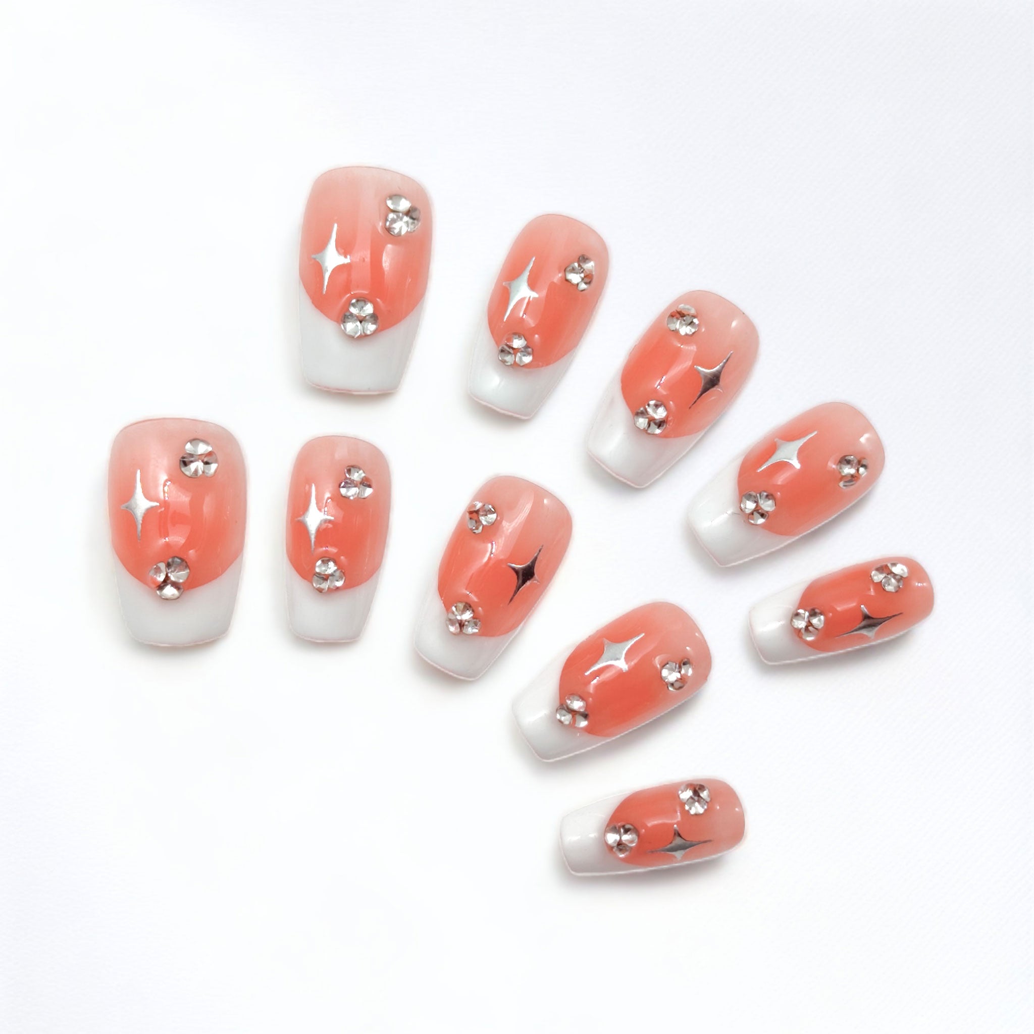 Handmade Medium Coffin Pink French Tip Press on Nails | Snaptips