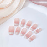 Handmade Pink Ombre French Tip Press On Nails