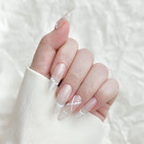 Long Almond White Balletcore Press on Nails | Snaptips