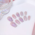 Handmade Middle Coffin Purple Mermaid Press on Nails | Snaptips